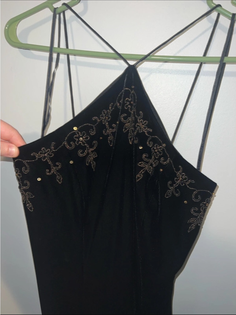 Dave & Johnny vintage Black Embellished Halter Maxi Dress